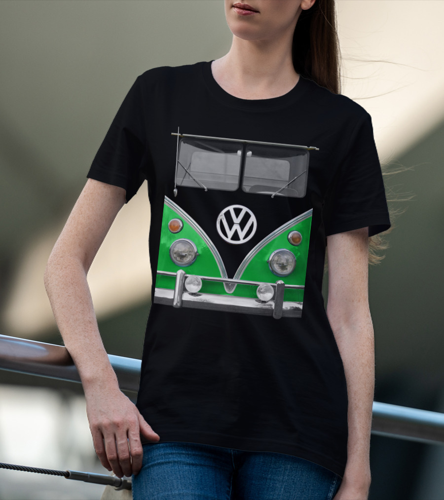 Volkswagen Bus Front Green Black T-Shirt
