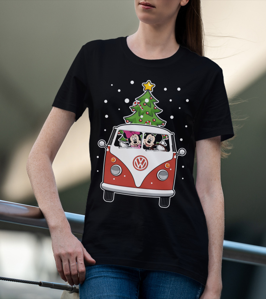 Volkswagen Christmas Van With Mickey And Minnie T-Shirt