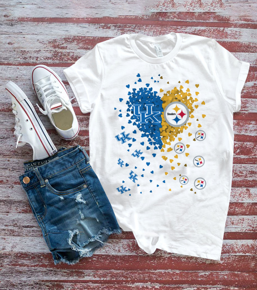 UK Wildcats Heart Steelers Logo Collaboration T-Shirt