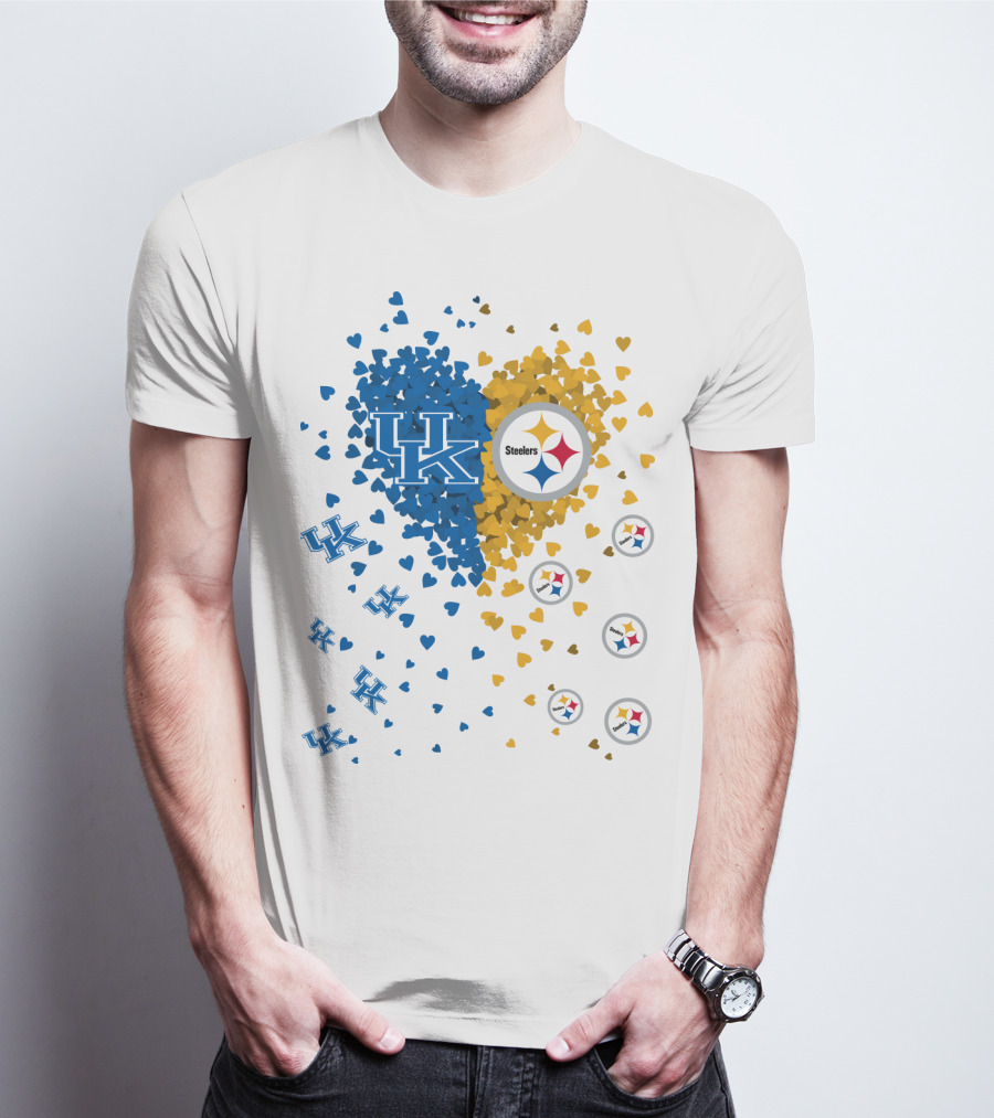 UK Wildcats Heart Steelers Logo Collaboration T-Shirt