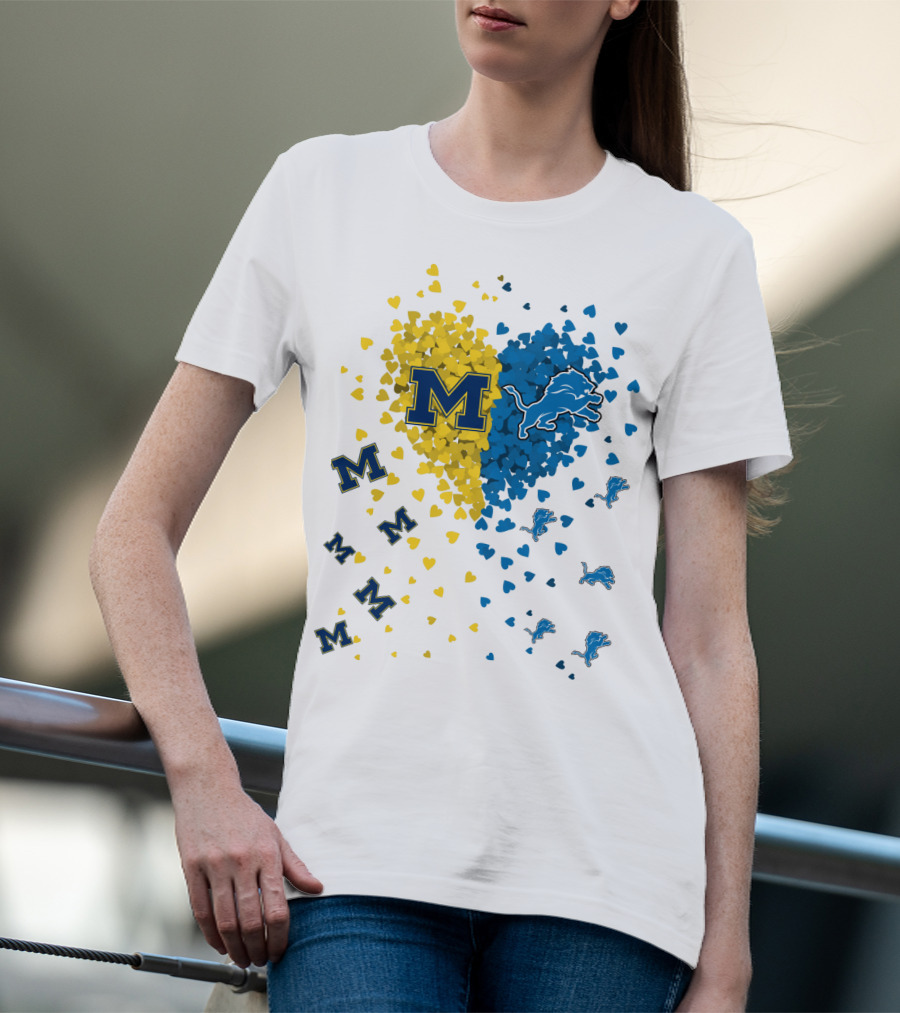 Michigan Wolverines Detroit Lions Heartburst T-Shirt