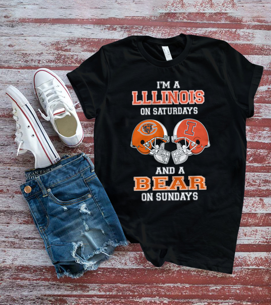 Illinois On Saturdays And Bear On Sundays Football Helmets T-Shirt