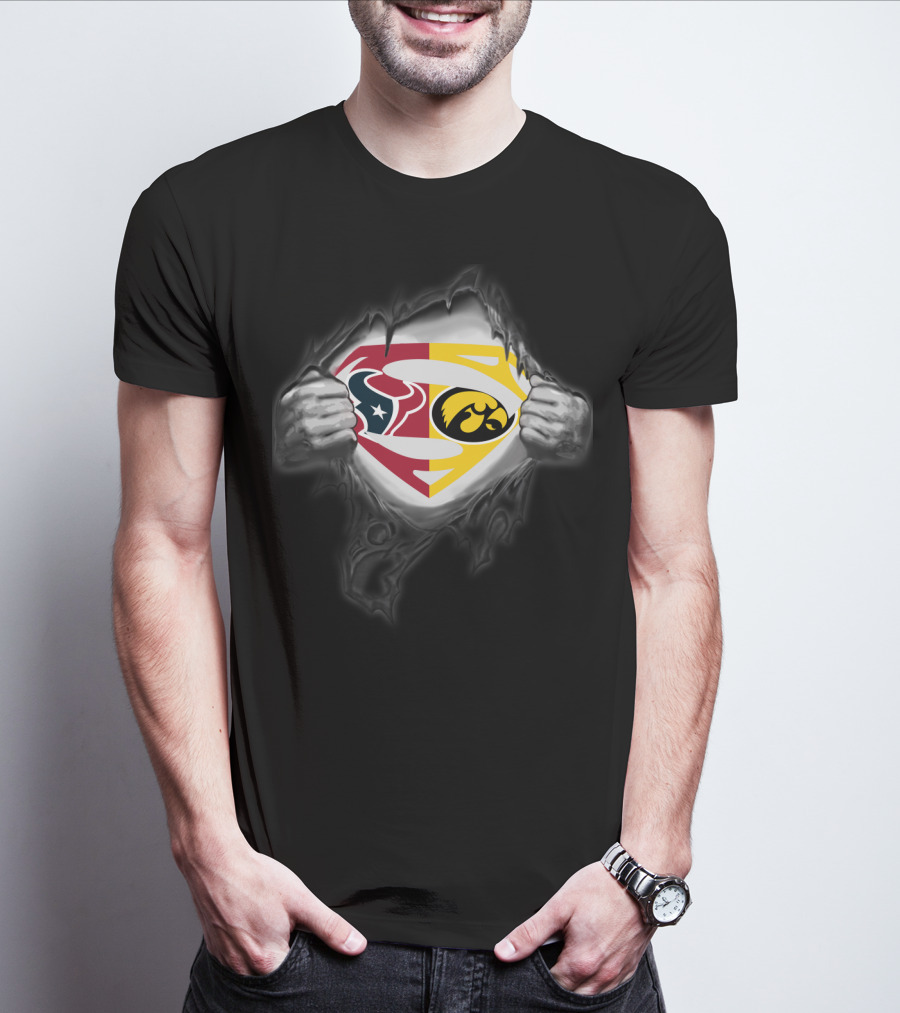 Houston Texans Iowa Hawkeyes Superman T-Shirt