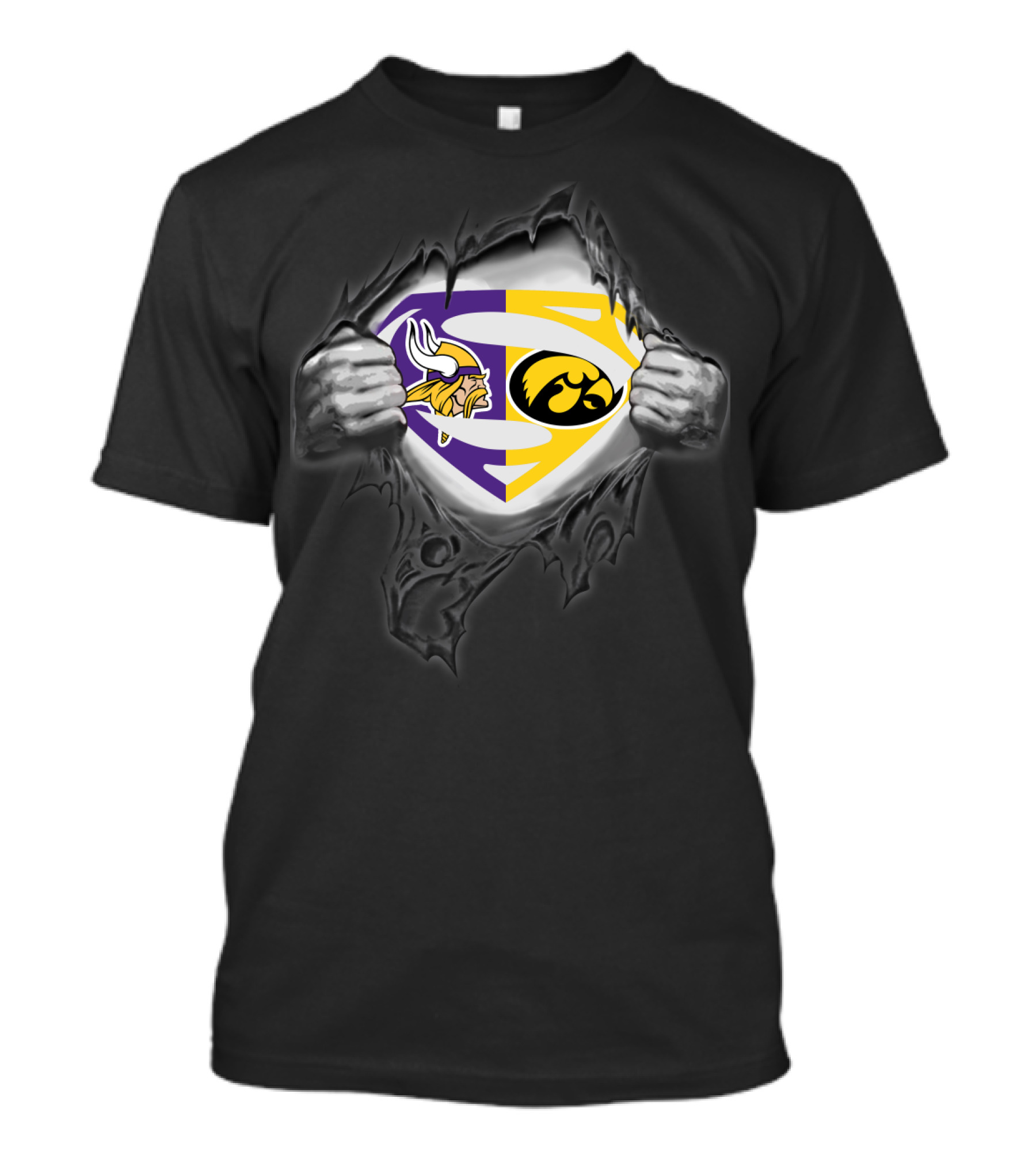 Minnesota Vikings Iowa Hawkeyes Superman Logo Fusion T-Shirt