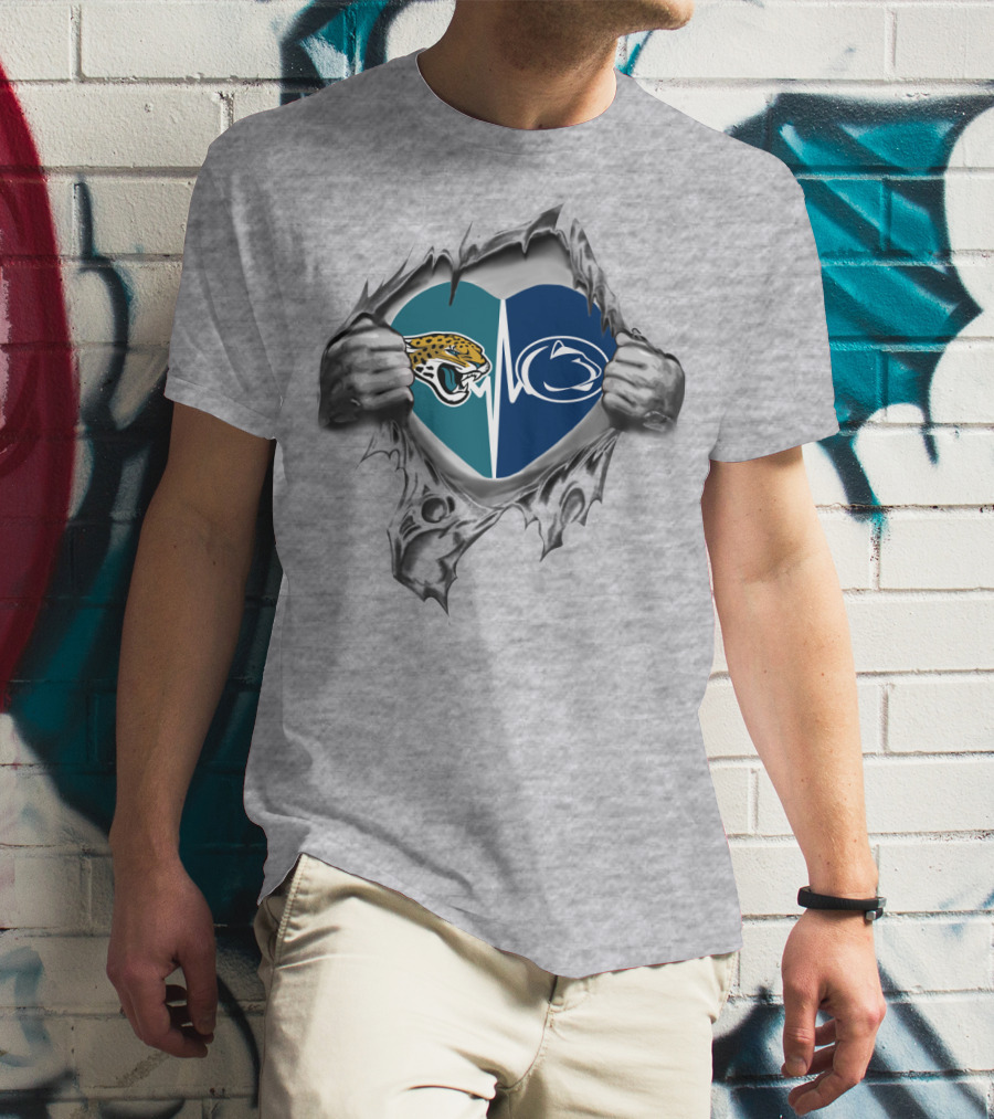 Jacksonville Jaguars Penn State Heart Logo Fusion T-Shirt