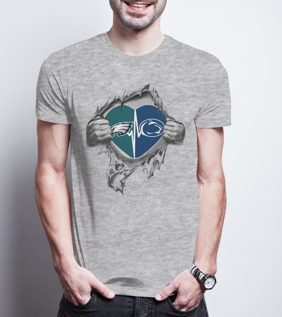 Philadelphia Eagles Penn State Heartbeat Logo Fusion T-Shirt