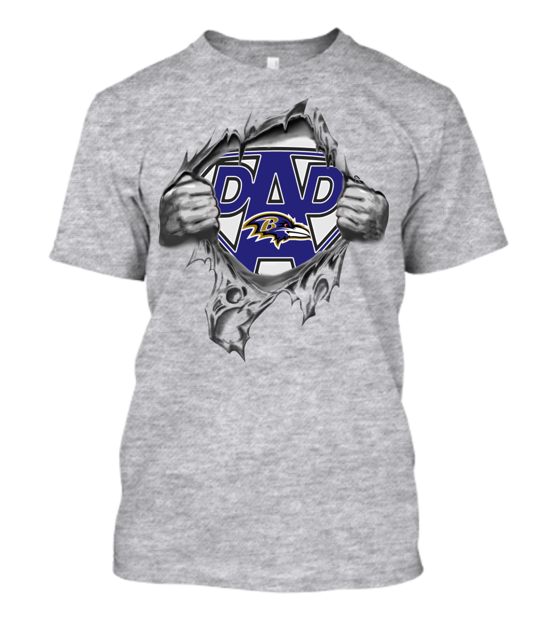 Baltimore Ravens Super Dad Emblem With Tearing Effect Ravens T-Shirt