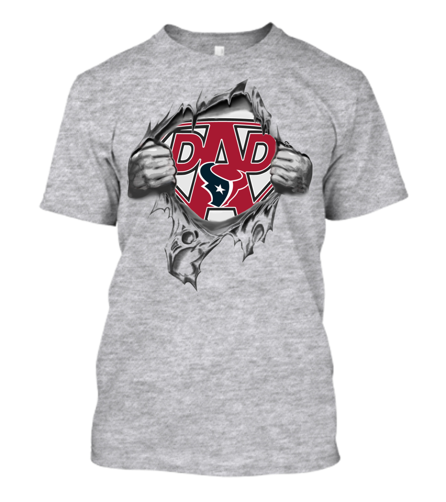 Houston Texans Super Dad Logo With Tearing Hands T-Shirt