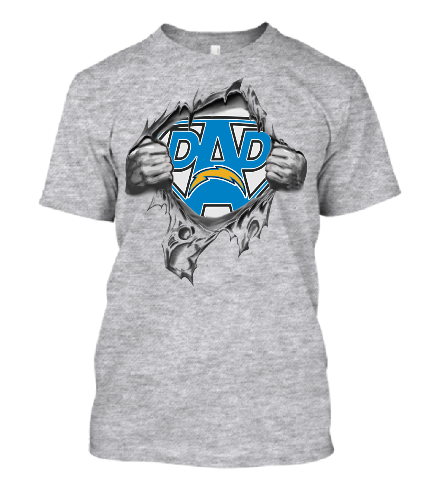 Super Dad Los Angeles Chargers Fan Emblem Ripped우Ствравление T-Shirt