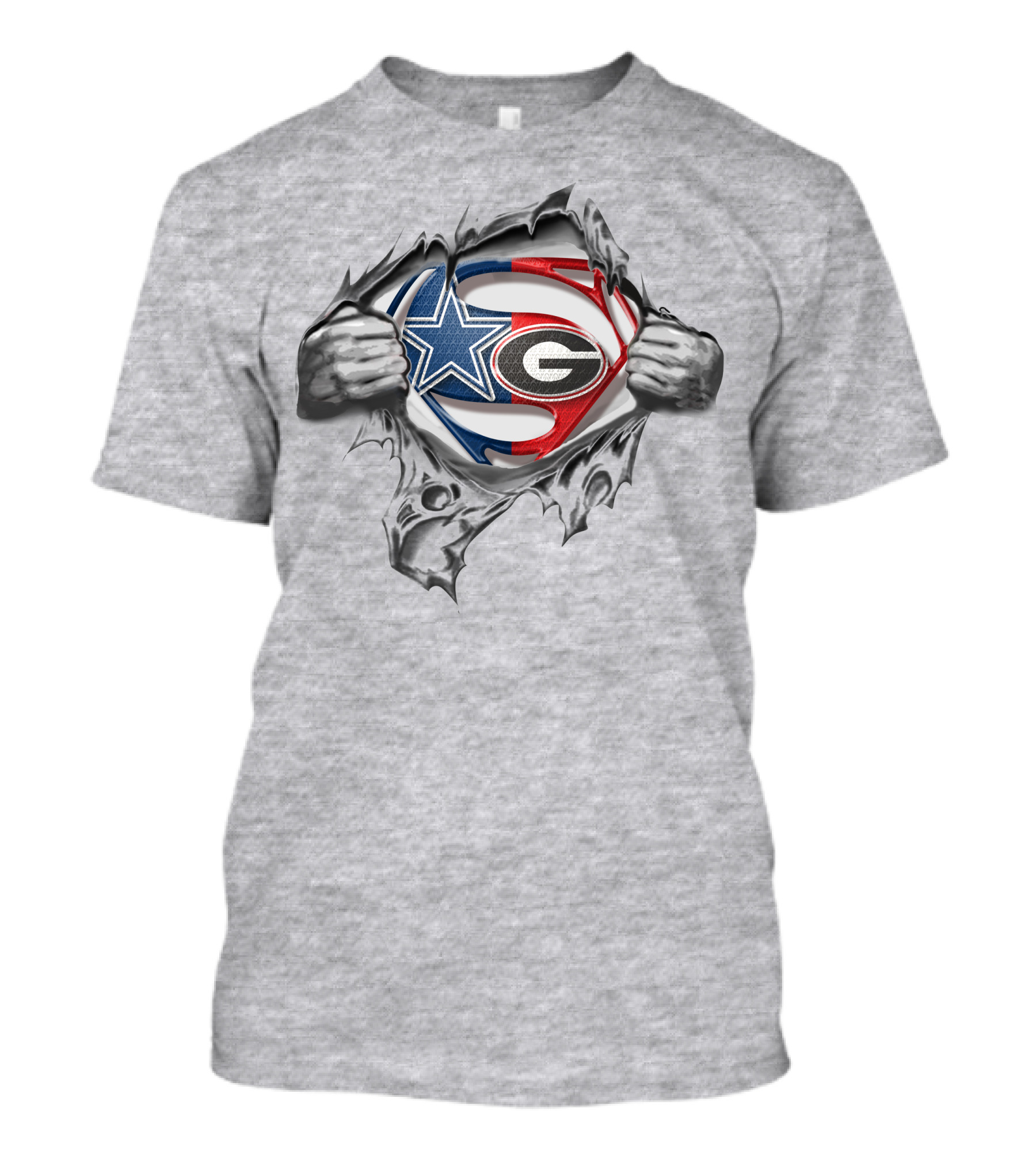Cowboys Georgia Bulldogs Superman Logo Rip T-Shirt