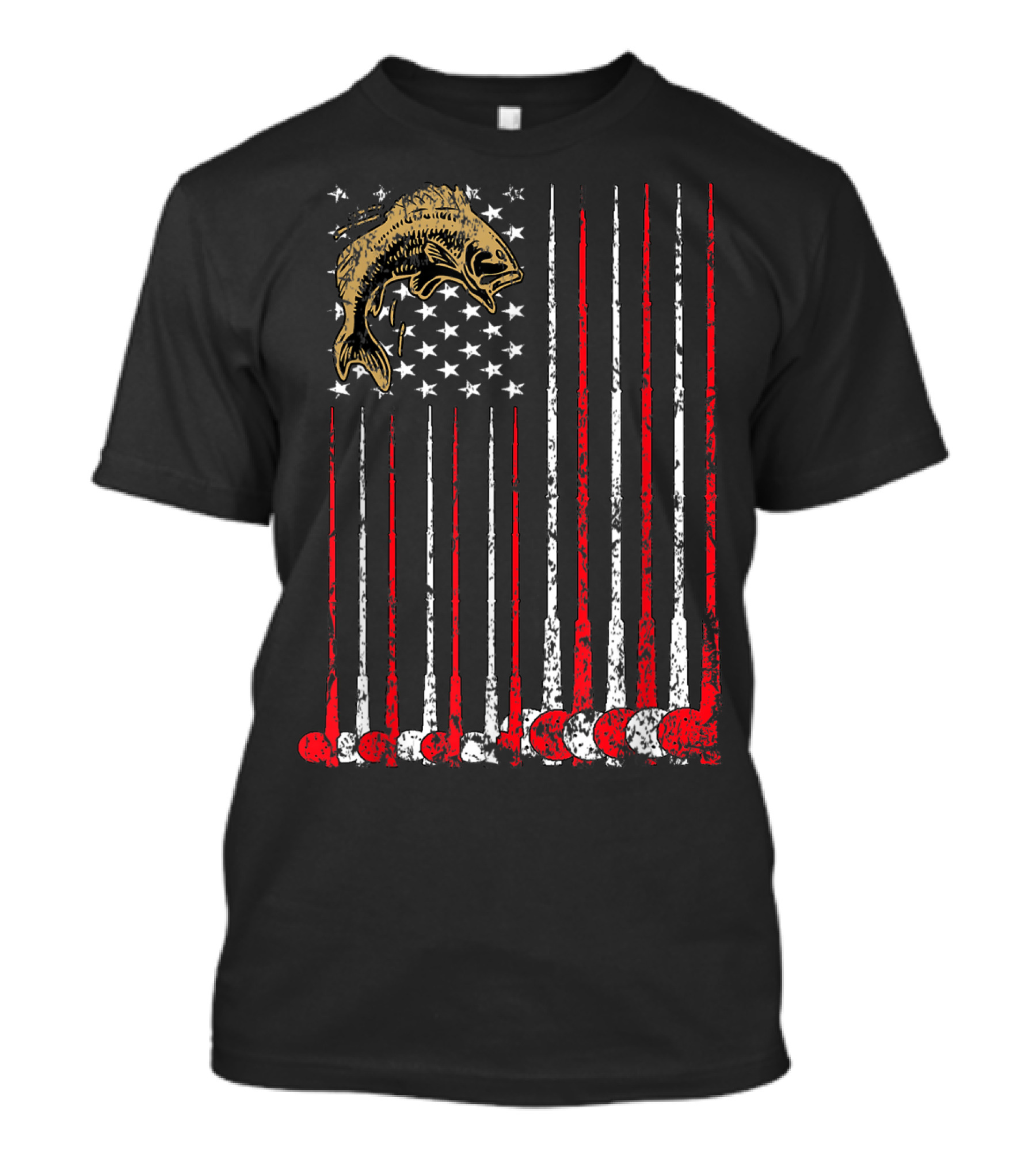 American Flag Fishing Bass With Independence Day T-Shirt