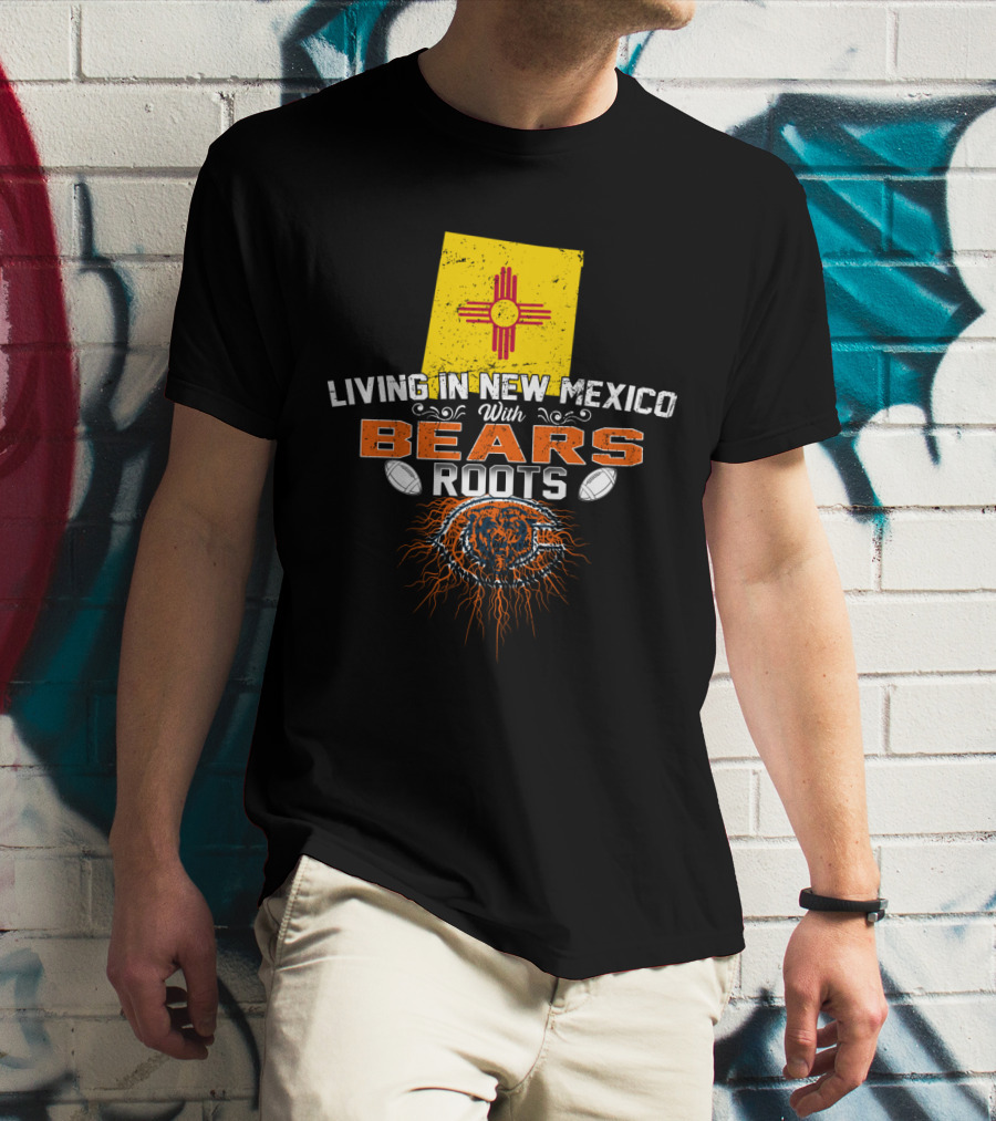 Living In New Mexico With Bears Roots Zia Symbol Football T-Shirt