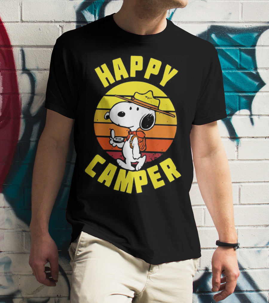 Snoopy Happy Camper Vintage Sunset Peanuts T-Shirt