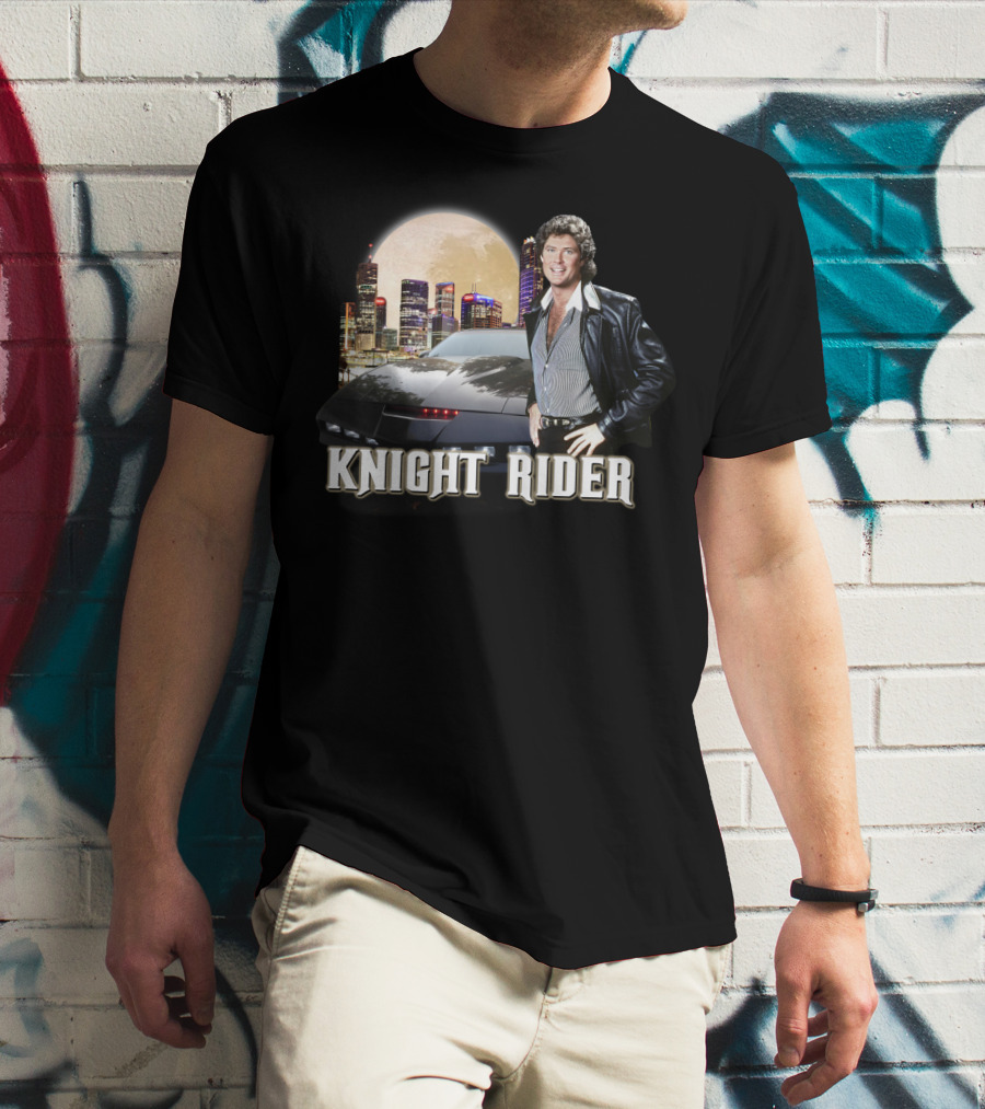 Knight Rider PNR05 Classic Retro TV Show Moonlit Cityscape T-Shirt