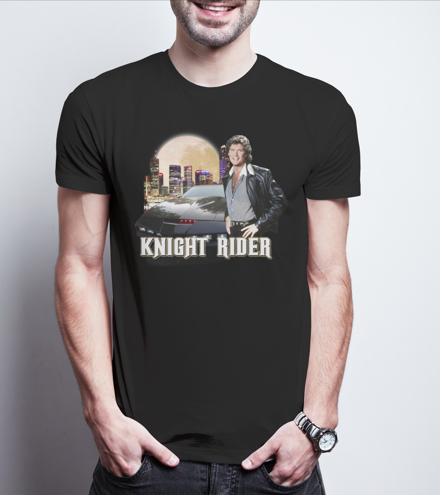 Knight Rider PNR05 Classic Retro TV Show Moonlit Cityscape T-Shirt