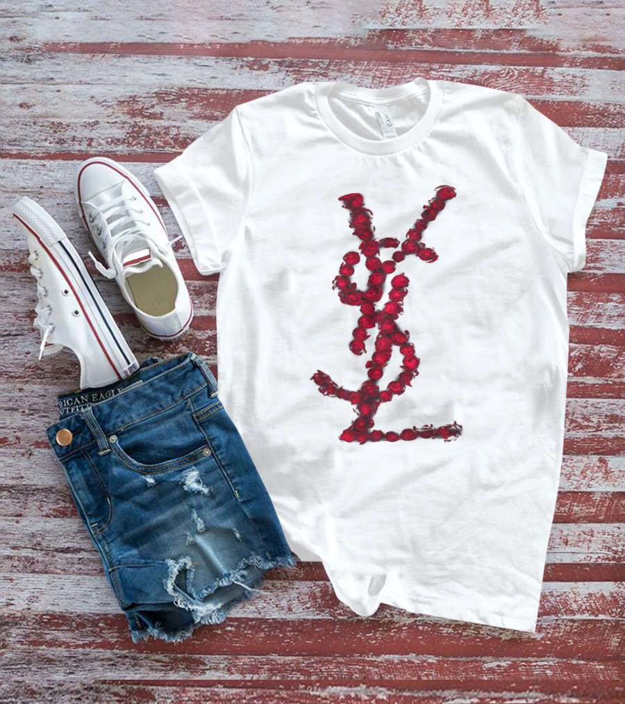 YSL Red Rose Logo T-Shirt