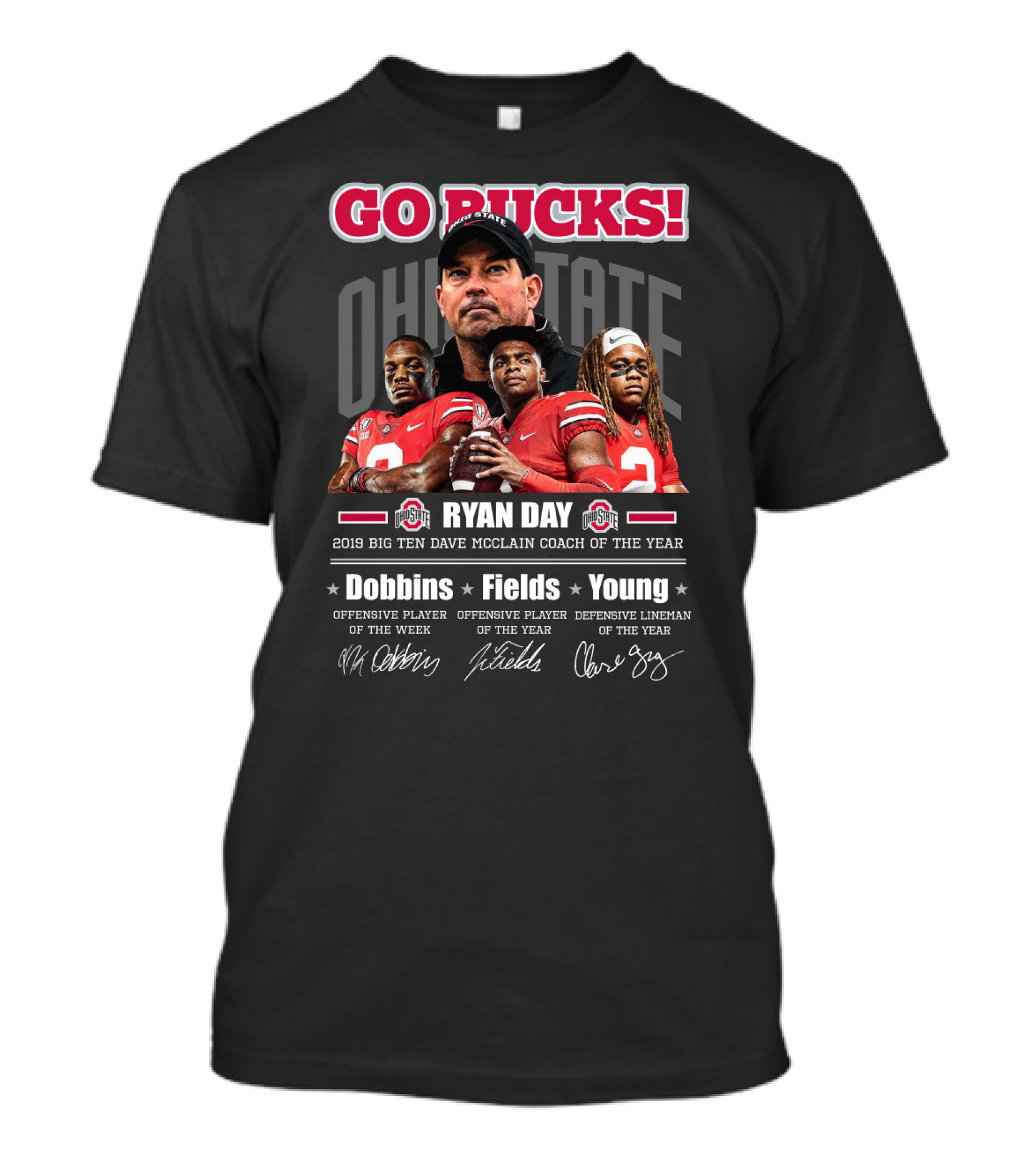 Go Bucks Ohio State Ryan Day Dobbins Fields Young Big Ten Coach Of The Year T-Shirt