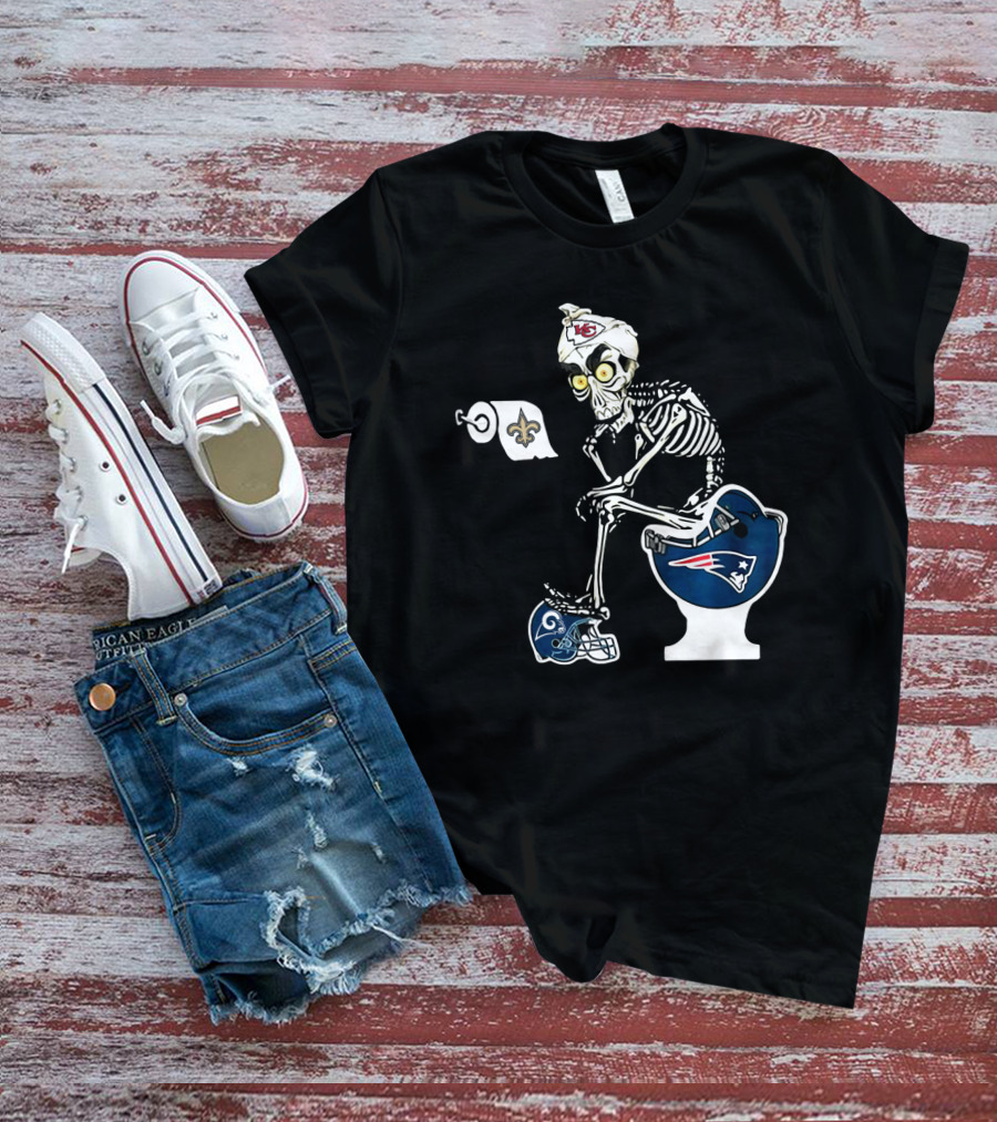 Chiefs Skeleton Patriots Toilet Saints Rams Helmet T-Shirt