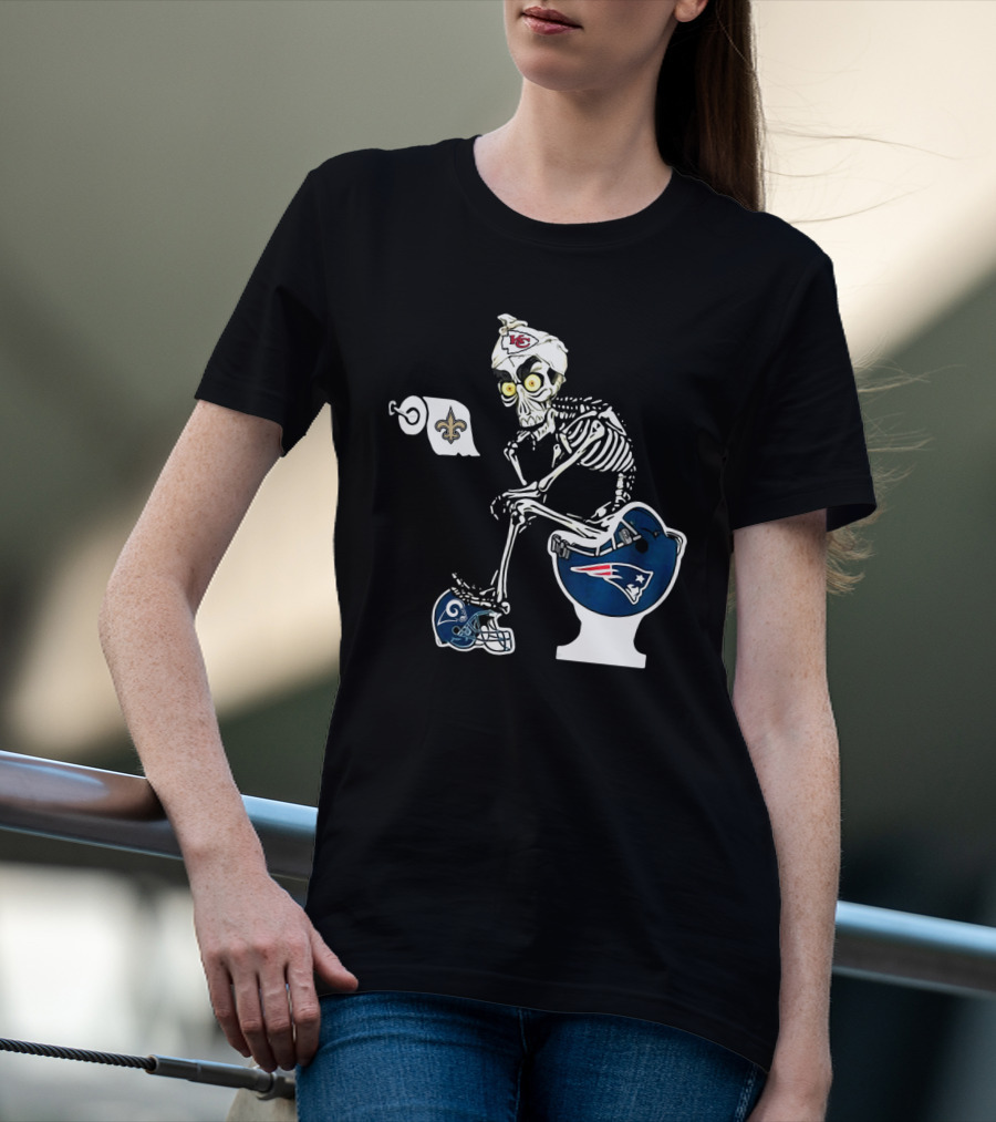Chiefs Skeleton Patriots Toilet Saints Rams Helmet T-Shirt