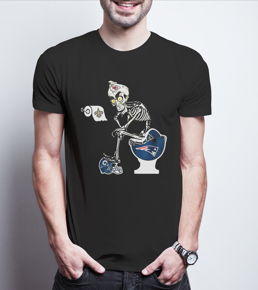 Chiefs Skeleton Patriots Toilet Saints Rams Helmet T-Shirt