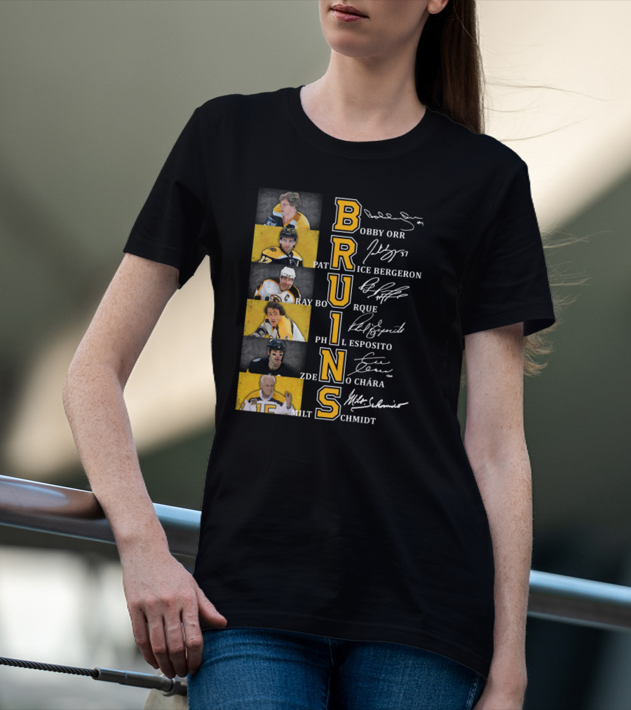 Bobby Orr Pat Ice Bergeron Ray Bourque Phil Esposito Zdeno Chara Milt Schmidt Bruins T-Shirt