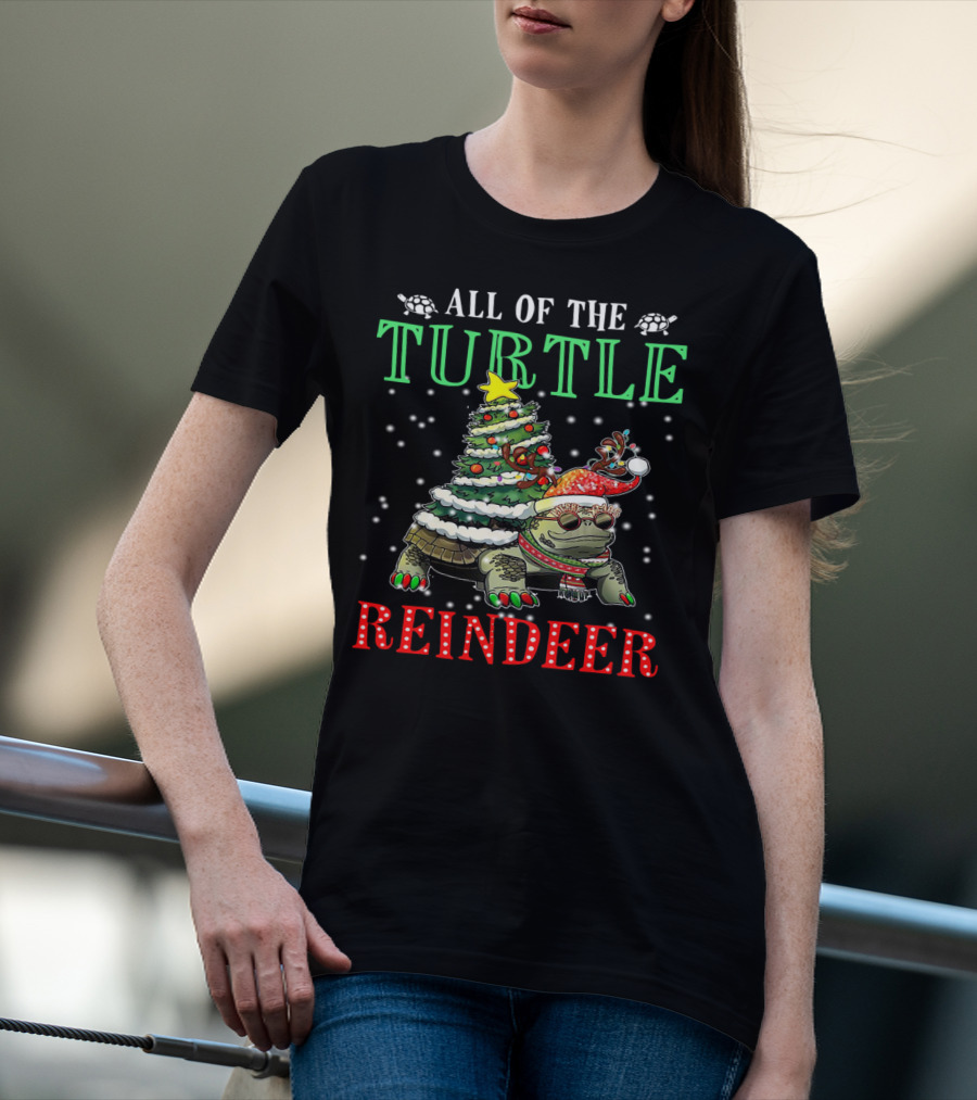 All Of The Turtle Reindeer Christmas Tree Snowflake T-Shirt