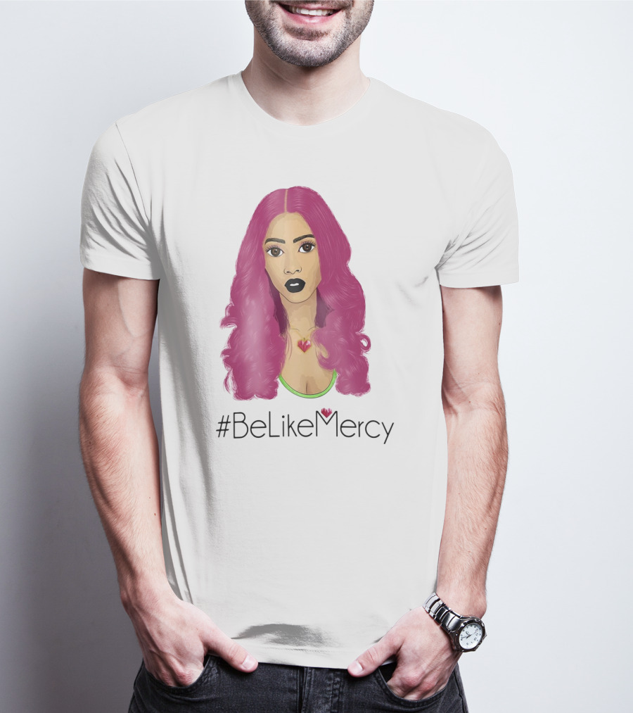 BeLikeMercy Pink Hair Black Lips Heart Necklace T-Shirt