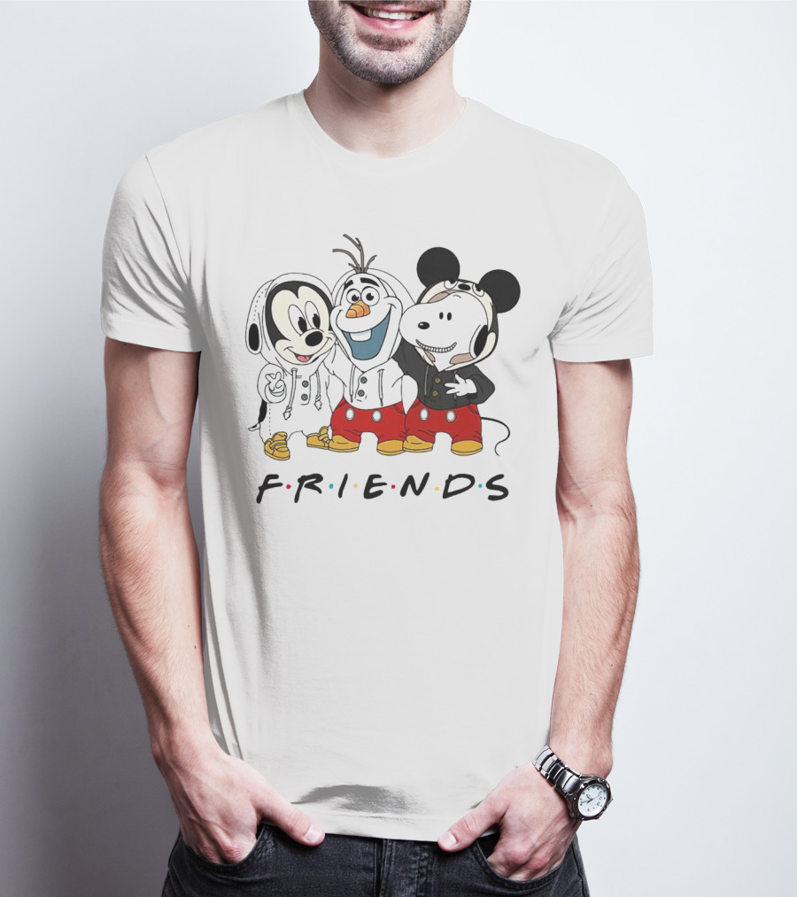 Friends Mickey Olaf Snoopy Crossover Icons T-Shirt