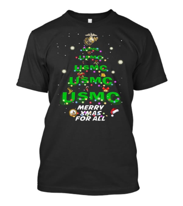 USMC Merry XMas For All Christmas Tree Ornaments Snowflakes T-Shirt