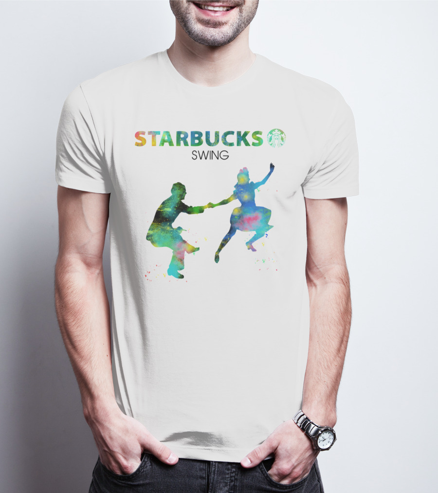 Starbucks Swing Dance Colorful Silhouette Movement T-Shirt