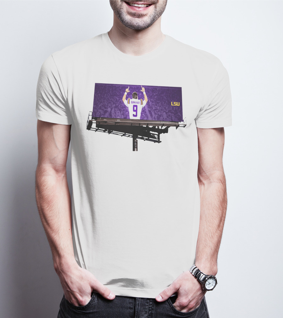 Joe Burreaux LSU Tigers Number 9 Football Fan Spirit T-Shirt