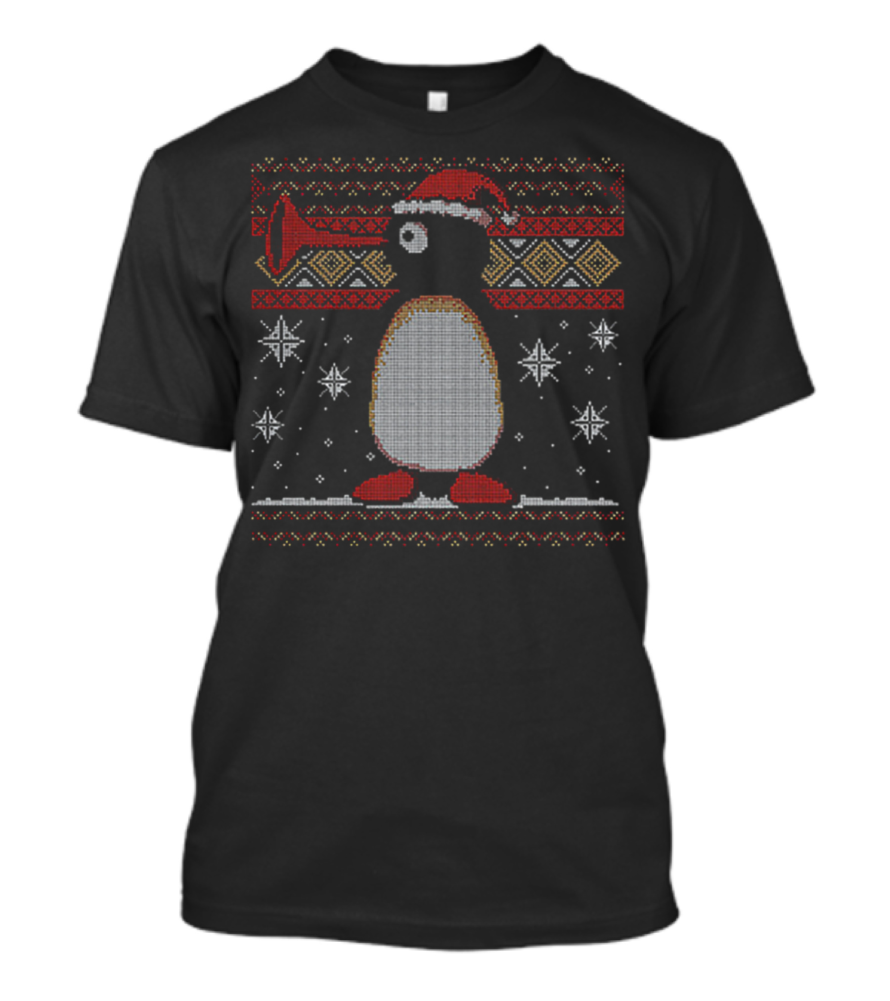 Penguin Pingu Noot Noot Christmas Cross-Stitch T-Shirt