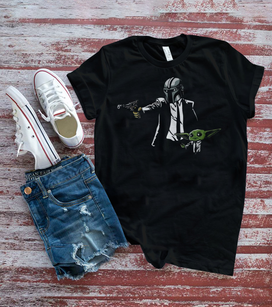 The Mandalorian Baby Yoda Pulp Fiction Suit Mashup T-Shirt