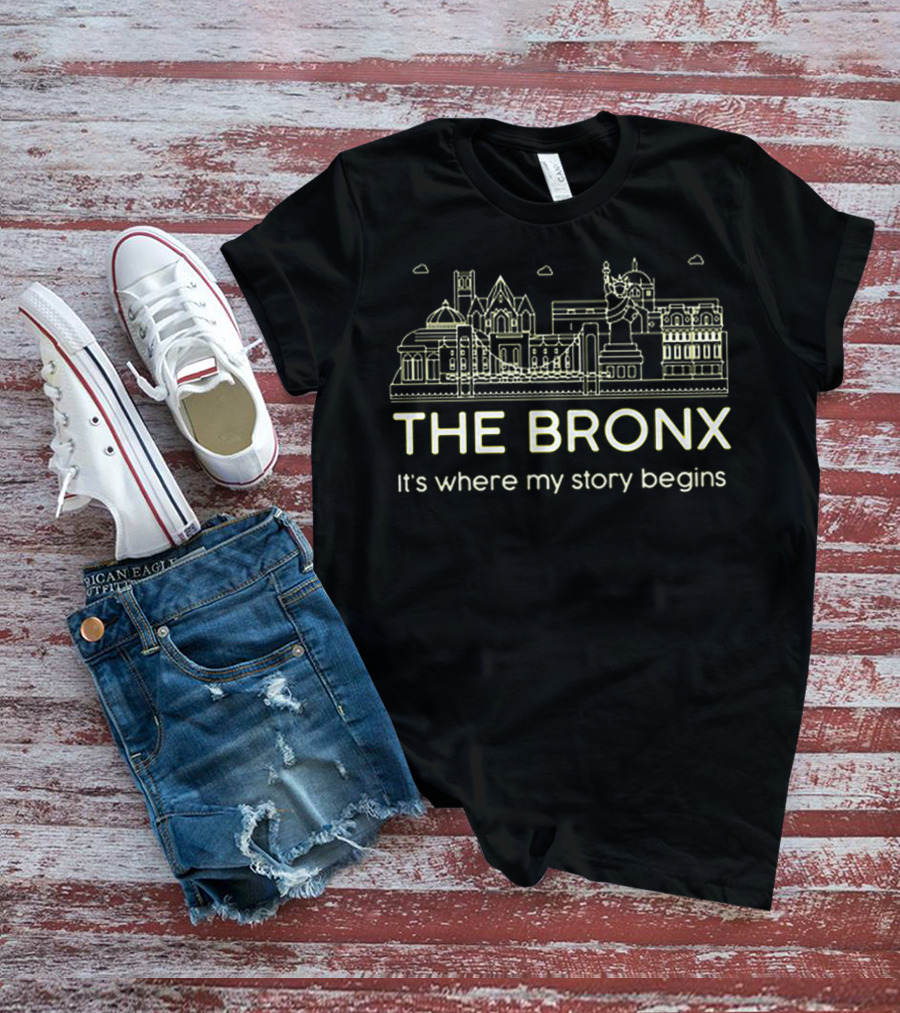 The Bronx It's Where My Story Begins City Skyline Line T-Shirt