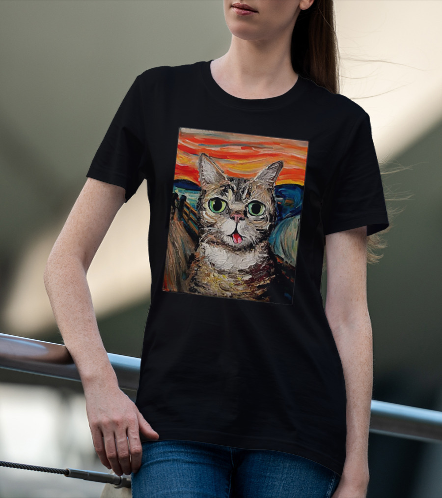 Lil Bub Cat The Scream Vincent Van Gogh T-Shirt