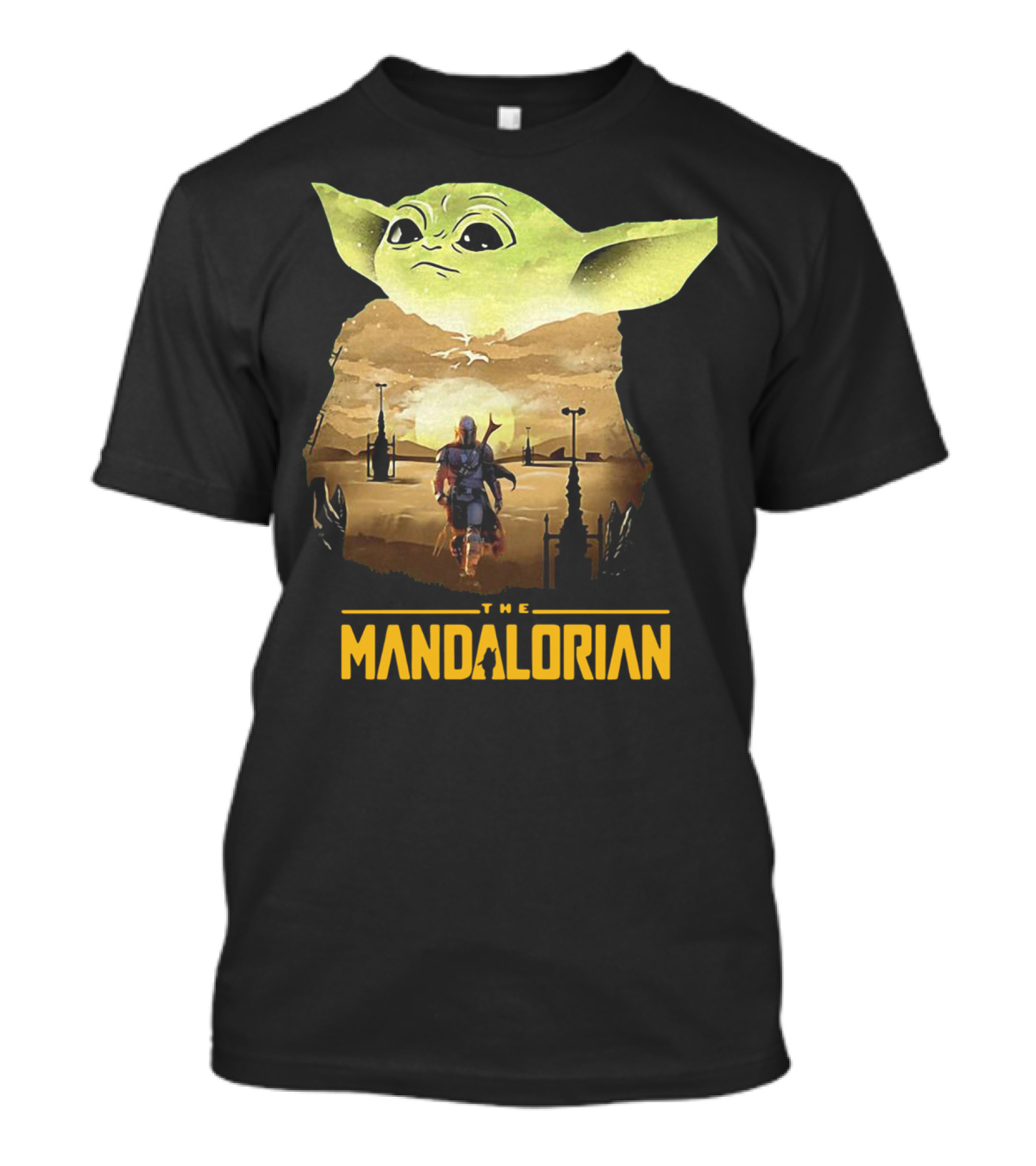 The Mandalorian Baby Yoda Sunset Scene T-Shirt
