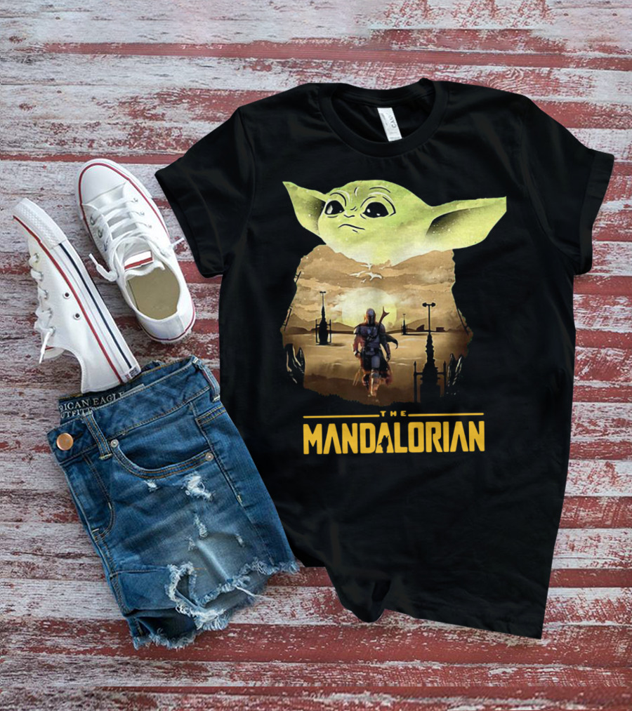 The Mandalorian Baby Yoda Sunset Scene T-Shirt