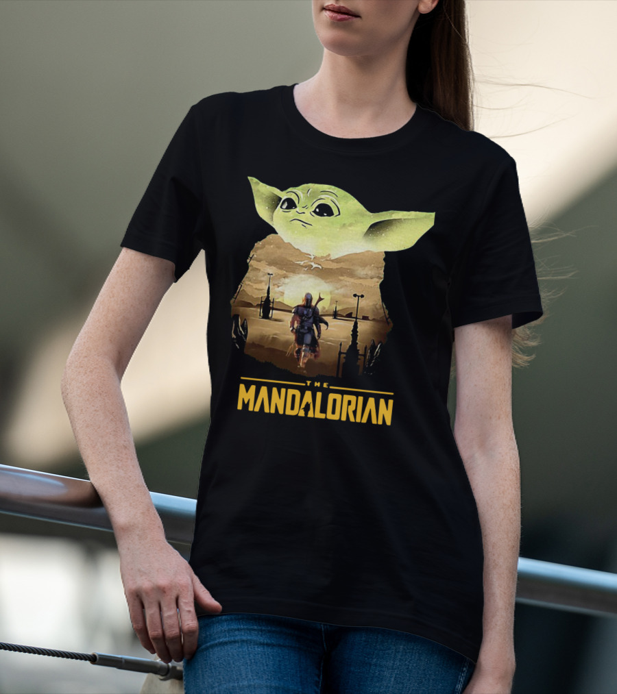 The Mandalorian Baby Yoda Sunset Scene T-Shirt