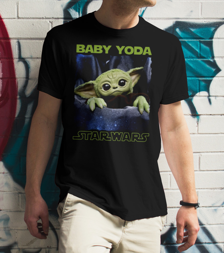 Baby Yoda Star Wars Galaxy Background T-Shirt