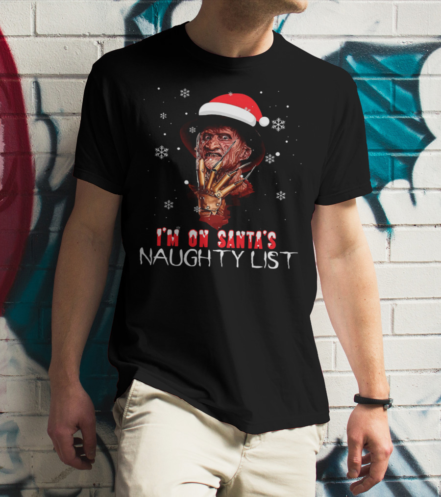 Freddy Krueger I'm On Santa's Naughty List Christmas Horror T-Shirt