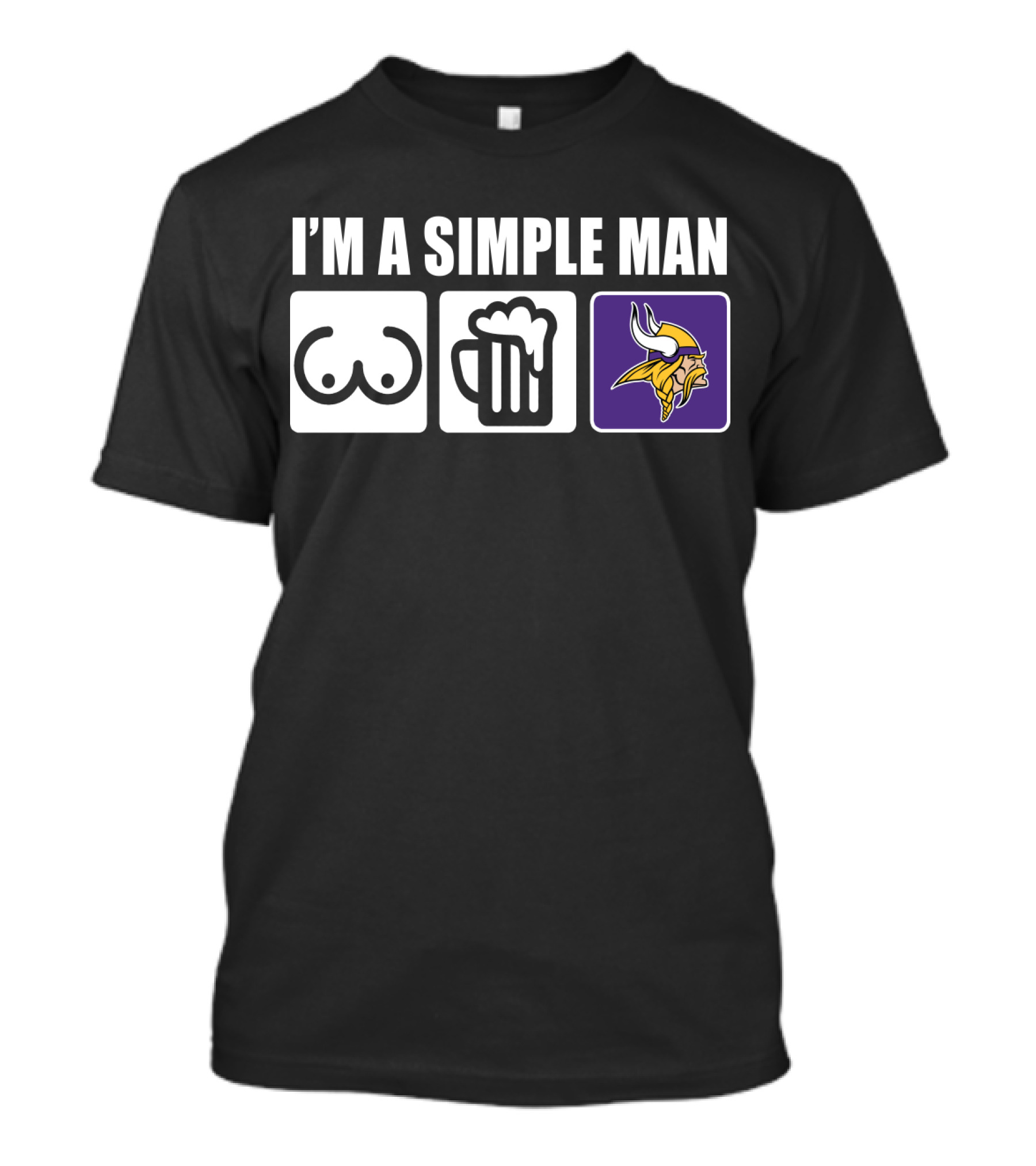 I'M A SIMPLE MAN VIKINGS LOGO SYMBOL BEER T-Shirt