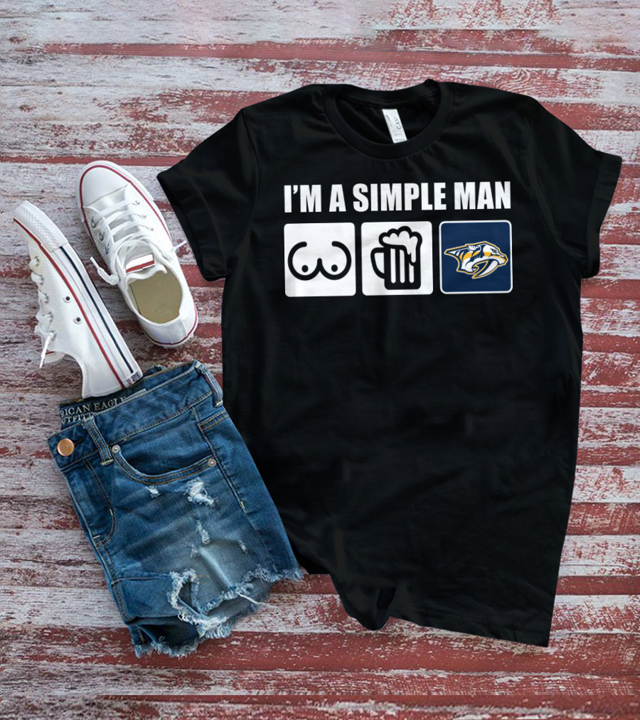 I'M A SIMPLE MAN BEER HOCKEY PREDATORS T-Shirt