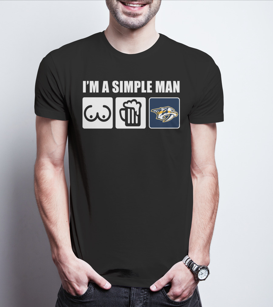 I'M A SIMPLE MAN BEER HOCKEY PREDATORS T-Shirt