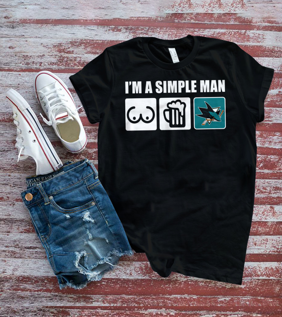 I'M A SIMPLE MAN SHARKS BEER HOCKEY T-Shirt