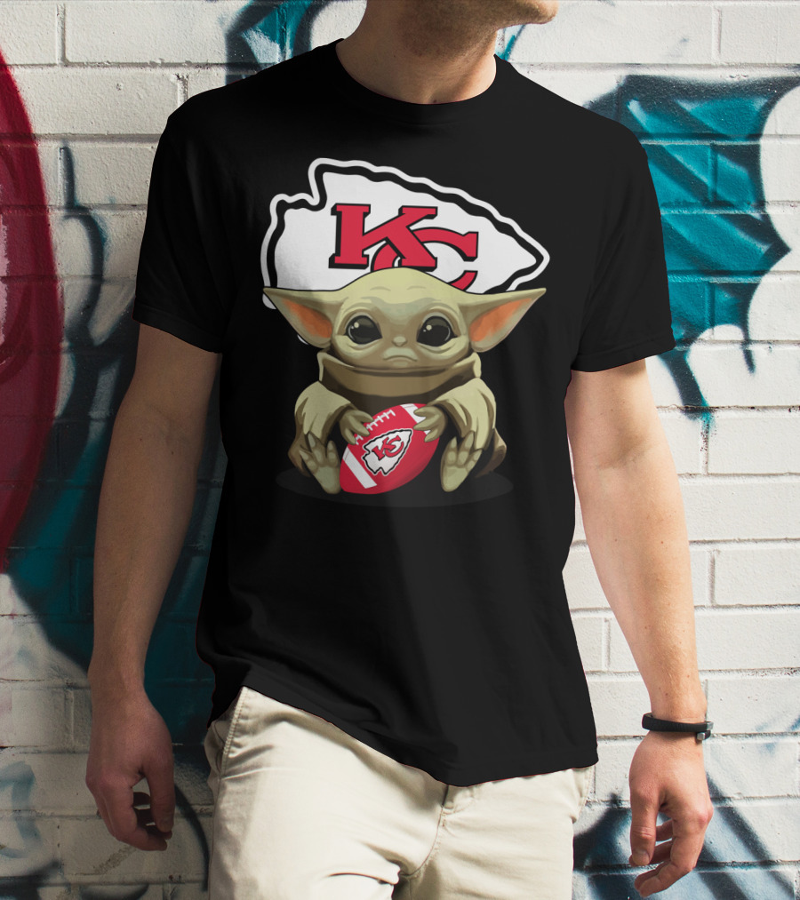 Baby Yoda KC Chiefs Football Fan T-Shirt