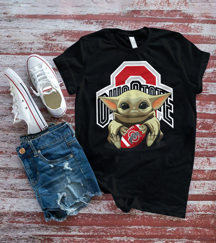 Ohio State Baby Yoda Football T-Shirt
