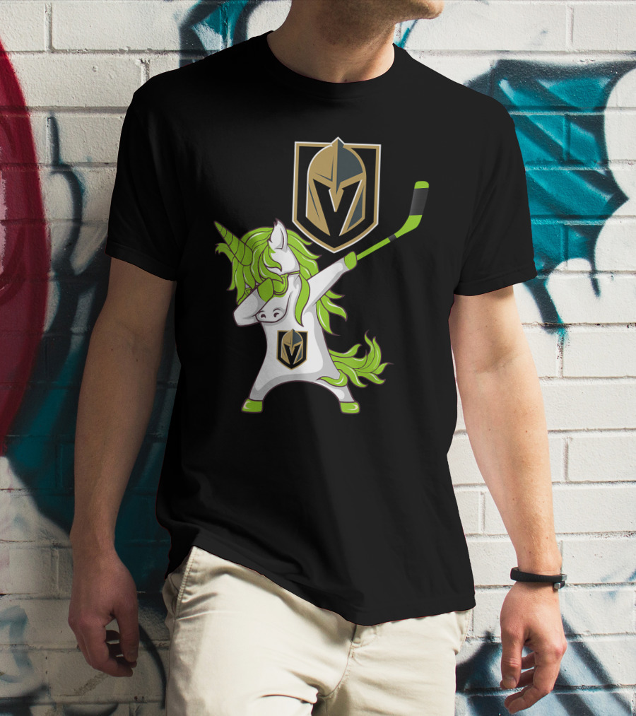 St Patrick Day Dabbing Unicorn Vegas Golden Knights Hockey T-Shirt