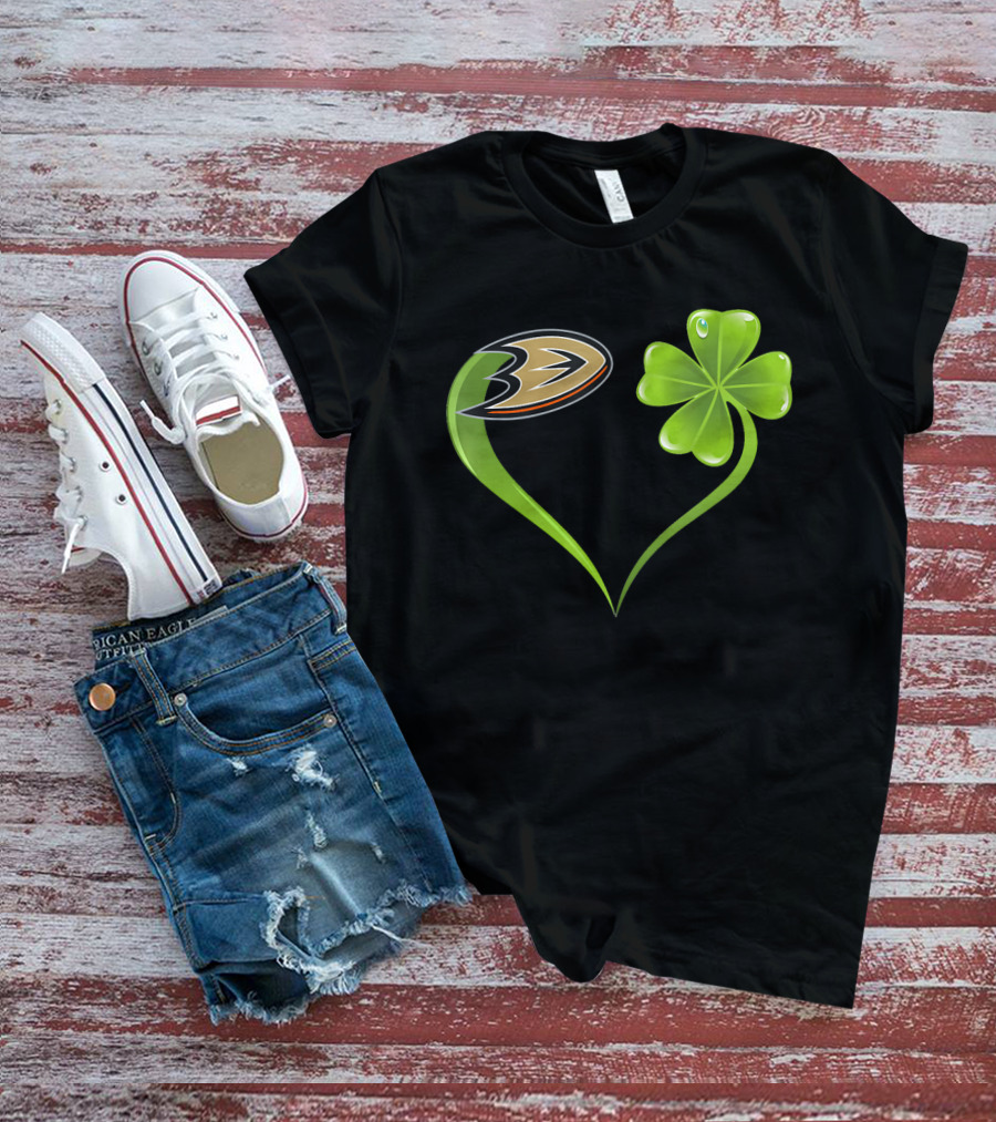 St Patrick's Day Anaheim Ducks Shamrock Heart T-Shirt