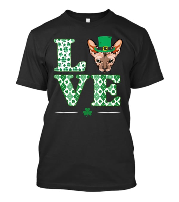 Love Sphynx Cat Leprechaun Shamrock St Patrick Day T-Shirt