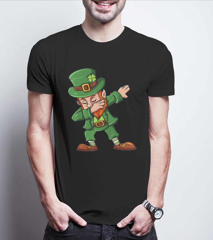 St Patricks Day Dabbing Leprechaun Irish Lucky Clover T-Shirt